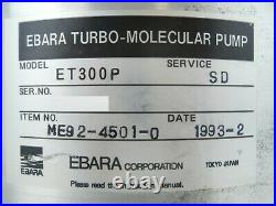 ET Ebara ET300P Turbomolecular Vacuum Pump Turbo ME92-4501-0 Tested Working