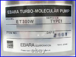 ET Ebara ET300W Turbomolecular Vacuum Pump Type 1 Turbo Tested Not Working As-Is