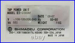 Shimadzu EI-D303M Turbomolecular Pump Controller TMP Power Unit Turbo Working