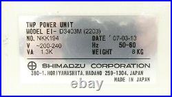 Shimadzu EI-D3403M (2203) Turbomolecular Pump Controller Turbo Working Surplus