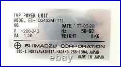 Shimadzu EI-D3403M (T1) Turbomolecular Pump Controller TEL 2L80-000684-11 Spare