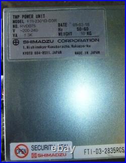 Shimadzu FT-2301D Sinchoon Turbo Pump& FTI-2301D Controller, Needs Cleaning, Spins