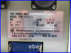 Shimadzu TPB-60D (1) Turbomolecular Pump Controller TMP Power Unit Turbo Working