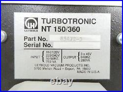TURBOTRONIK NT 150/360 Leybold 85472-3 Turbomolecular Pump Controller Turbo Work