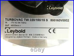 TURBOVAC TW 220/150/15 S Leybold 800160V0002 Turbomolecular Pump Turbo Working